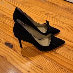 Ann Taylor Black Suede Heels with Bow